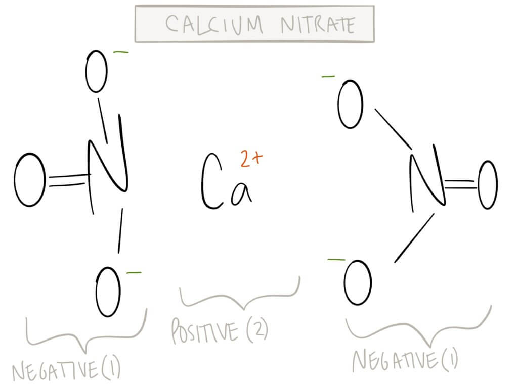 calcium nitrate salt with charges